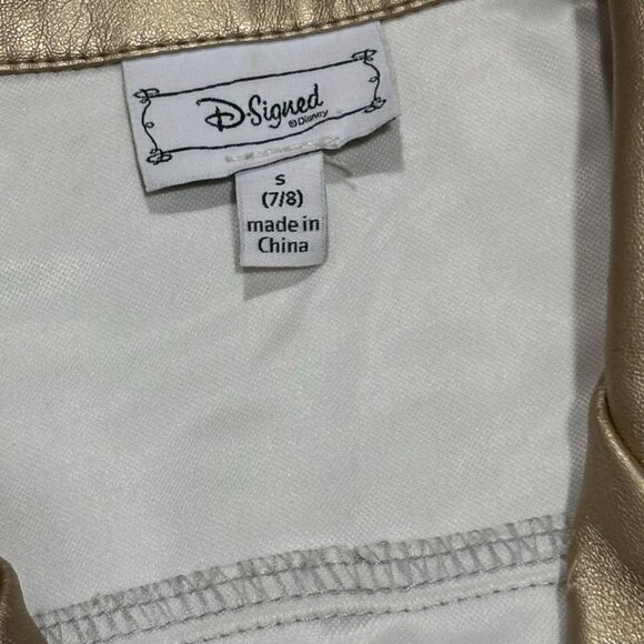 D-Signed Disney Metallic Silver & Gold Faux Leather Jacket S 7/8 Girls - Picture 3 of 5